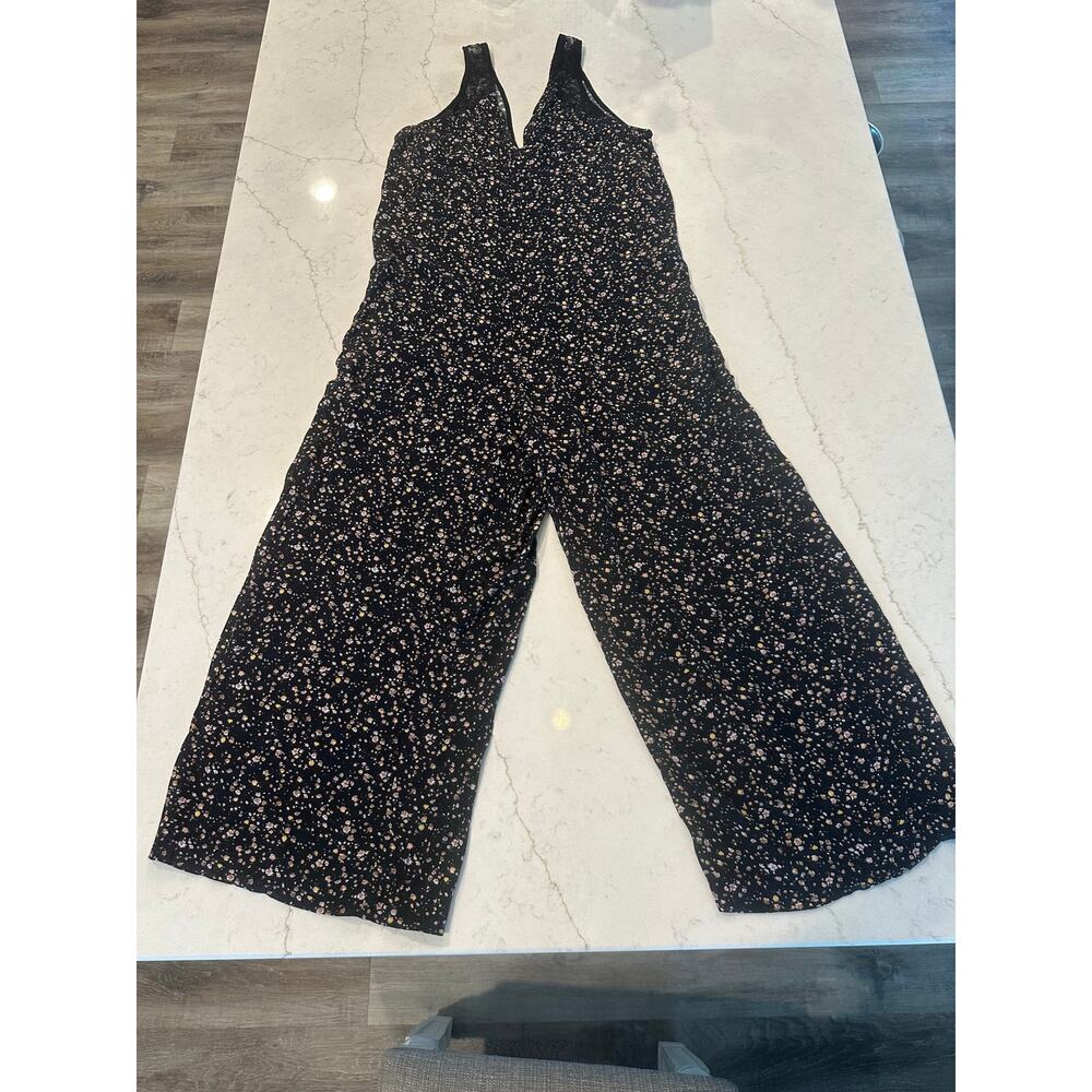 AllSaints Cate Pepper Jumpsuit Women’s Medium Black Floral Wide Leg Boho - Picture 11 of 16